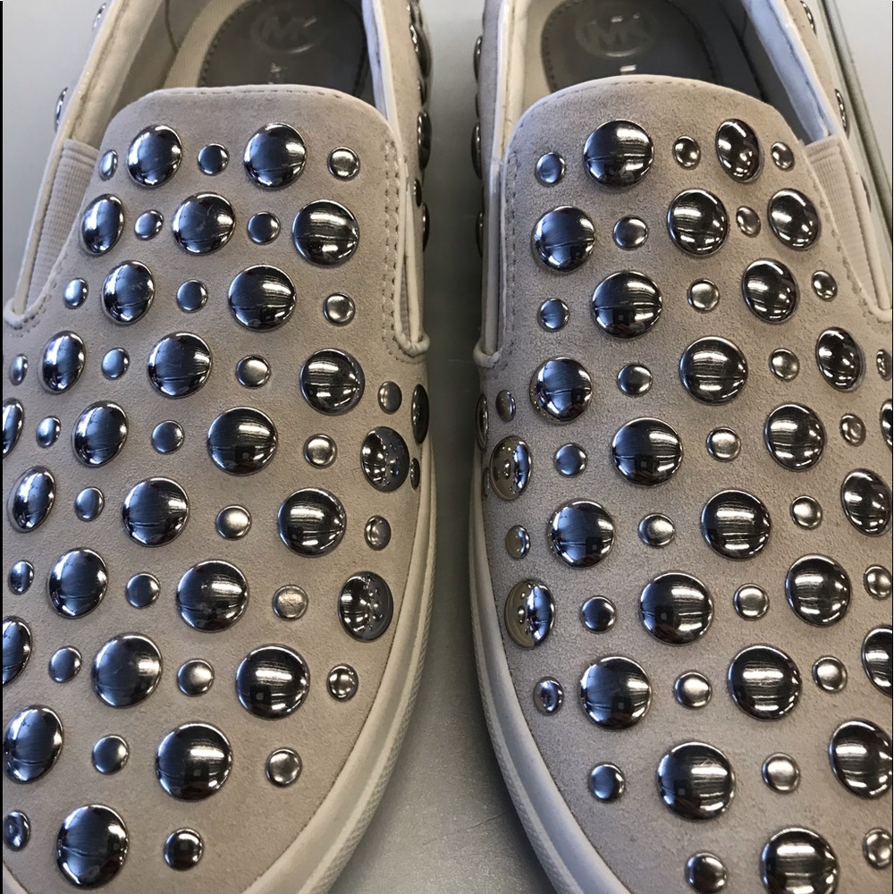 Michael Kors Boerum Silver Studded Sneaker 6.5 NEW